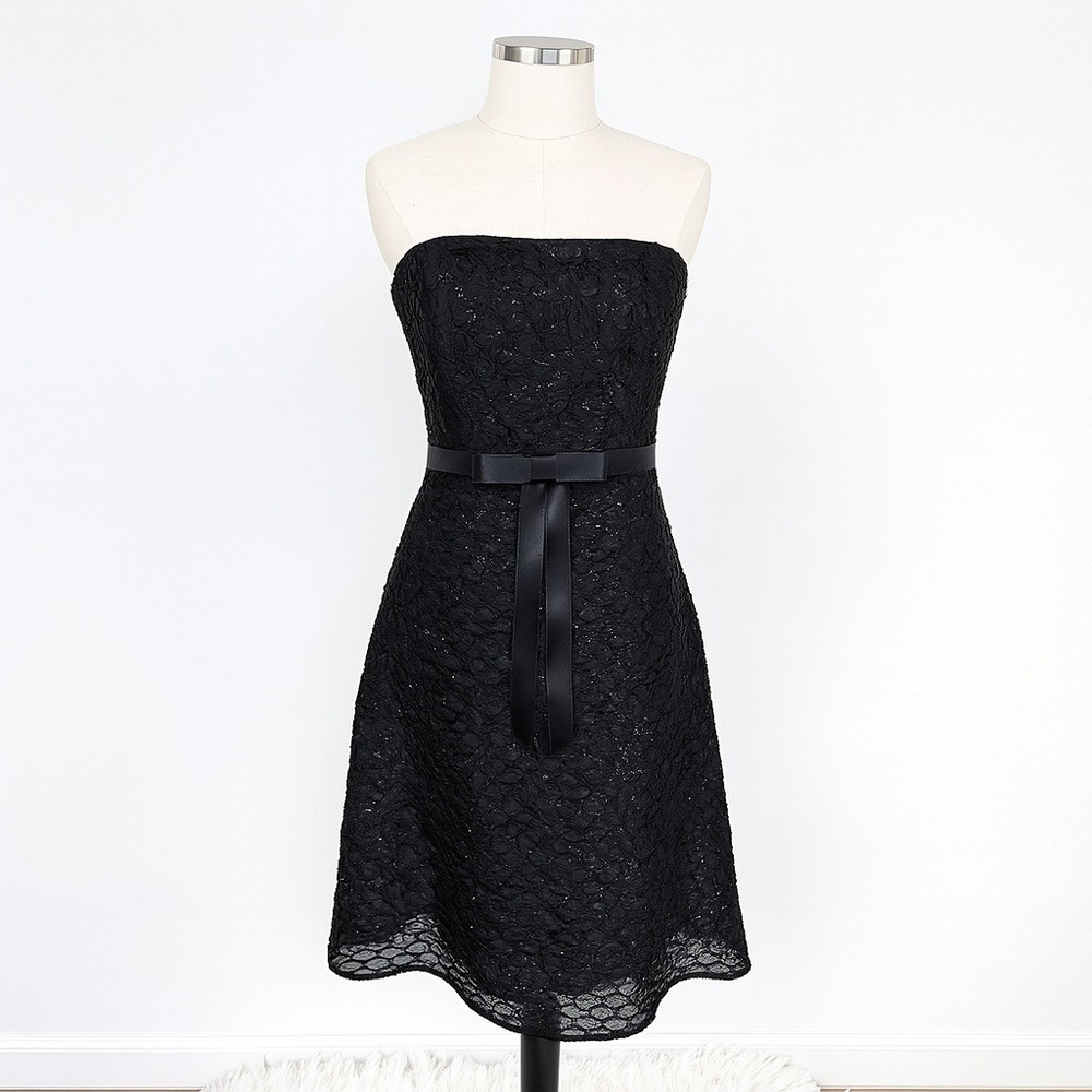 Laundry by Shelli Segal Dress Womens 2 Black Strapless Beaded Party Cocktail Y2K